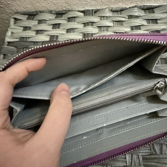 Coach Purple Leather Zip Around Wallet Wristlet - Picture 9 of 15
